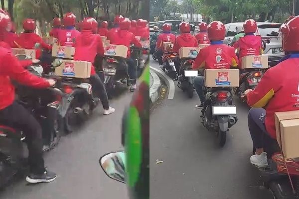 Viral Iring-iringan Kurir Minimarket Bawa Kardus, Warganet Menduga ke Rumah Sisca Kohl (Instagram/@jktinfo)