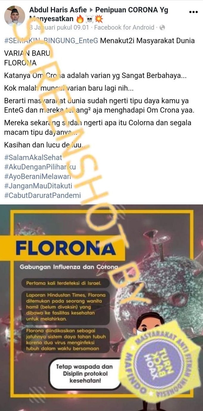 CEK FAKTA: Muncul Varian Baru Virus Covid-19 Bernama "Florona", Benarkah? (Turnbackhoax.id)