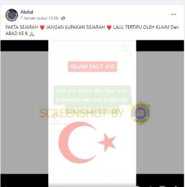 CEK FAKTA Beredar Informasi Islam Meniru Kebudayaan Lain Soal Simbol Bulan Bintang. (Turnbackhoax.id)