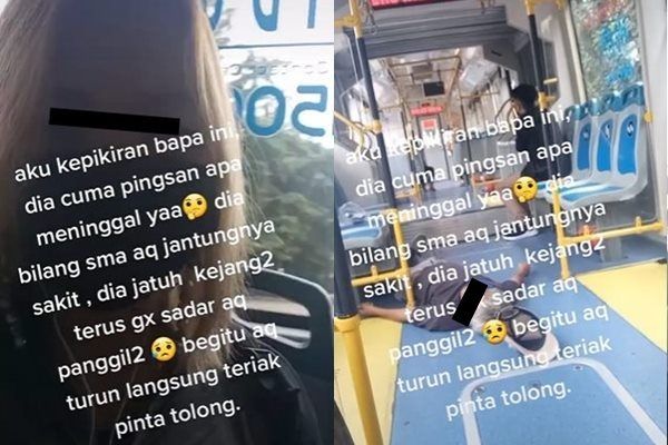 Cewek Ini Santai Rekam Kakek yang Terkapar Tak Sadarkan Diri di Bus. (TikTok)