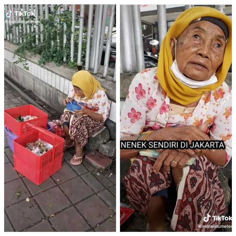 Nenek merantau ke Jakarta dan berjualan kue (TikTok @indralatumeten)