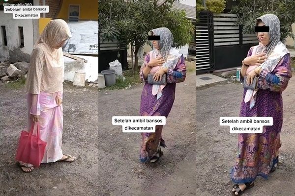 Ibu-ibu Peragakan Gaya Sebelum dan Sesudah Terima Bansos, Publik: Banyak yang Gitu! (TikTok)