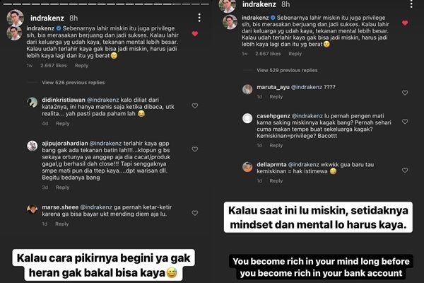 Indra Kenz Bilang Terlahir Miskin Itu Privilege Auto Banjir Hujatan. (Instagram/@indrakenz)