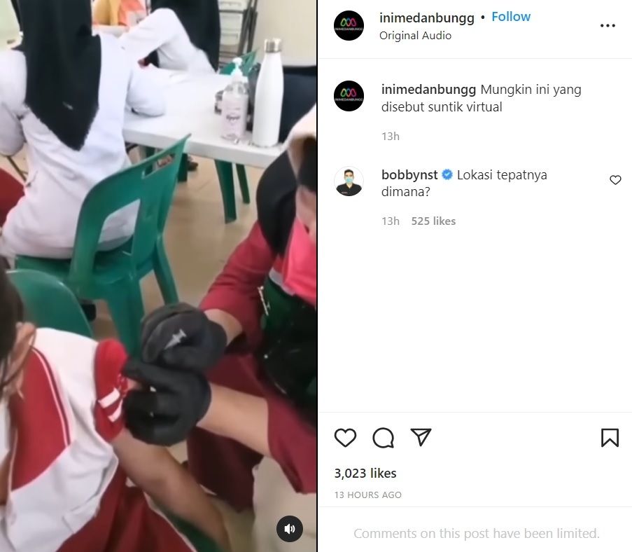 Viral Nakes di Medan Diduga Suntik Vaksin Kosong Pada Anak SD (Instagram/@inimedanbungg)