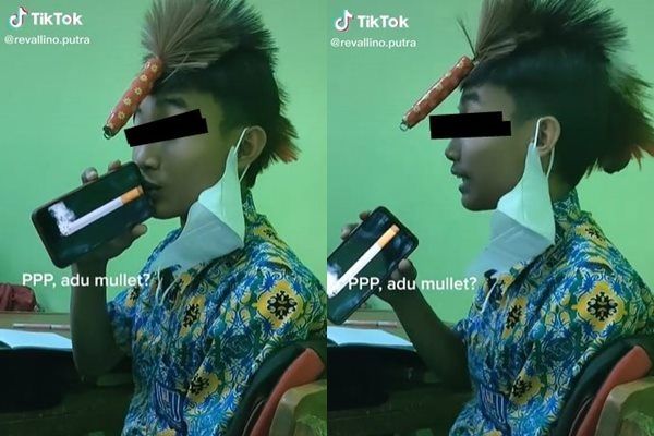 Viral Siswa Berlagak Jagoan Pakai Sulak di Kelas. (TikTok)