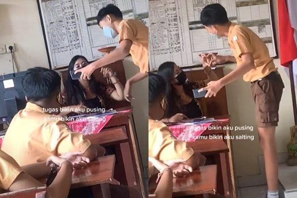 Viral Siswa Nekat Samperin Guru Demi Tanda Cinta. (TikTok)