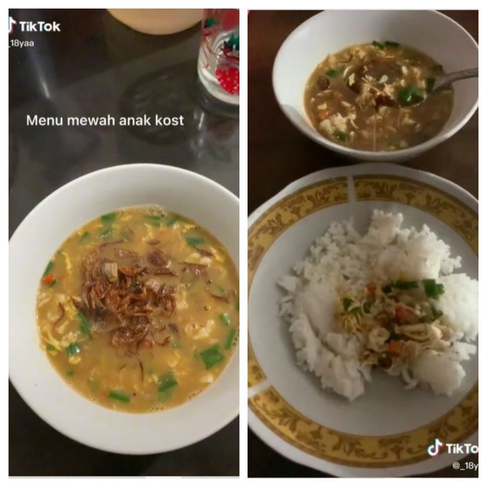 Menu mewah untuk anak kos (TikTok @_18yaa)