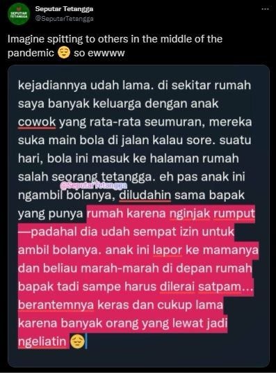 Viral Bocah Diludahi Tetangga Saat Ambil Bola Menggelinding. (Twitter/@SeputarTetangga)