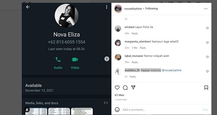 Unggahan Nova Eliza [Instagram]