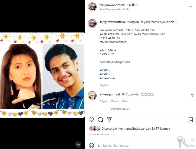 Masa muda Venna Melinda dan Ferry Irawan (instagram.com)
