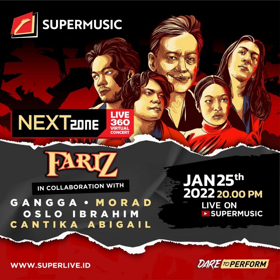 Fariz RM akan berkolaborasi dengan lima musisi muda lintas genre di Supermusic NEXTZone Live 360 Virtual Concert yang akan berlangsung di YouTube Supermusic, Selasa (25/1/2022) pukul 20.00 WIB. 