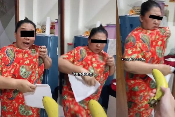 Viral Ibu 'Hajar' Anak Pakai Jurus Kungfu Panda Saat Diberi Pisang. (TikTok)