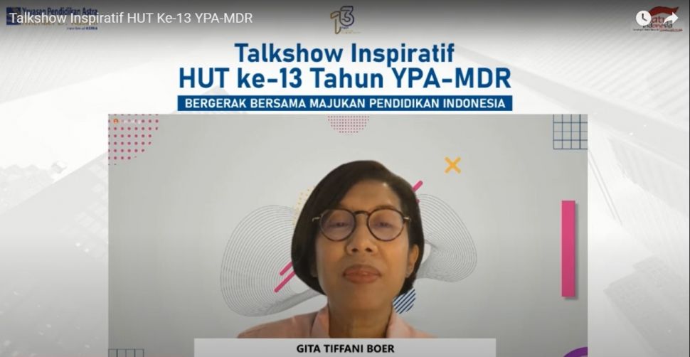 Direktur Astra, Gita Tiffani Boer saat memberikan sambutan di Talkshow Inspiratif HUT ke-13 Tahun YPA-MDR. (Dok: YPA-MDR)