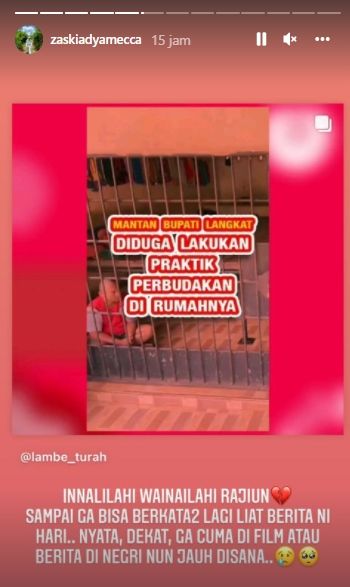 Zaskia Adya Mecca kecam perbudakan yang dilakukan Bupati Langkat (instagram.com)