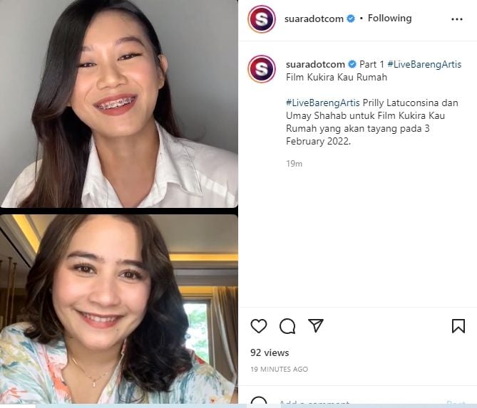 Prilly Latuconsina saat berbincang dengan Suara.com [Instagram/@Suaradotcom]