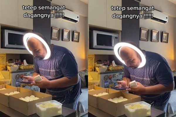 Viral Kepala Bapak Ini Bikin Salfok Saat Rekam Kue Dagangannya. (TikTok)