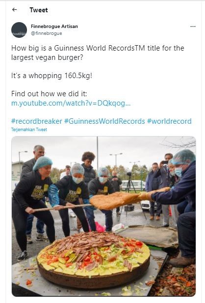 Burger vegan terbesar di dunia (Twitter @finnebrogue)