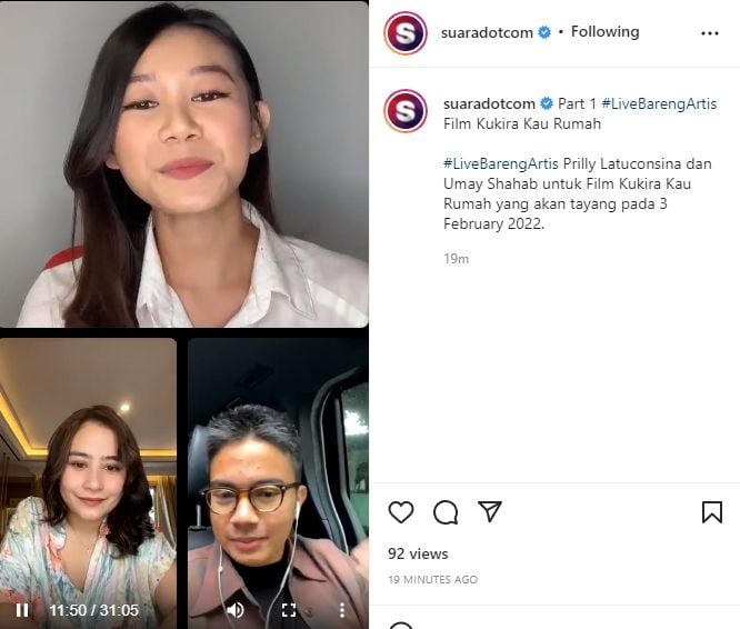 Prilly Latuconsina saat berbincang dengan Suara.com [Instagram/@Suaradotcom]