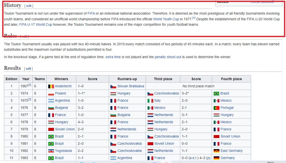 Wikipedia turnamen Toulone yang sama dengan jawaban akun Insntagram Ketum PSSI. (Tangkap layar Wikipedia)