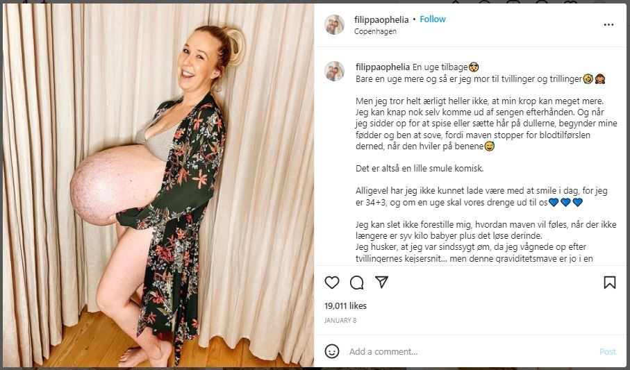 Viral Ibu Hamil Punya Bentuk Baby Bump Tak Biasa (instagram.com/filippaophelia)