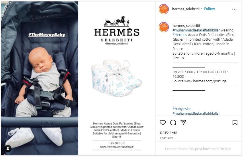 Baby Leslar Pakai Sepatu Bayi Hermes (instagram.com/hermes_selebritii)