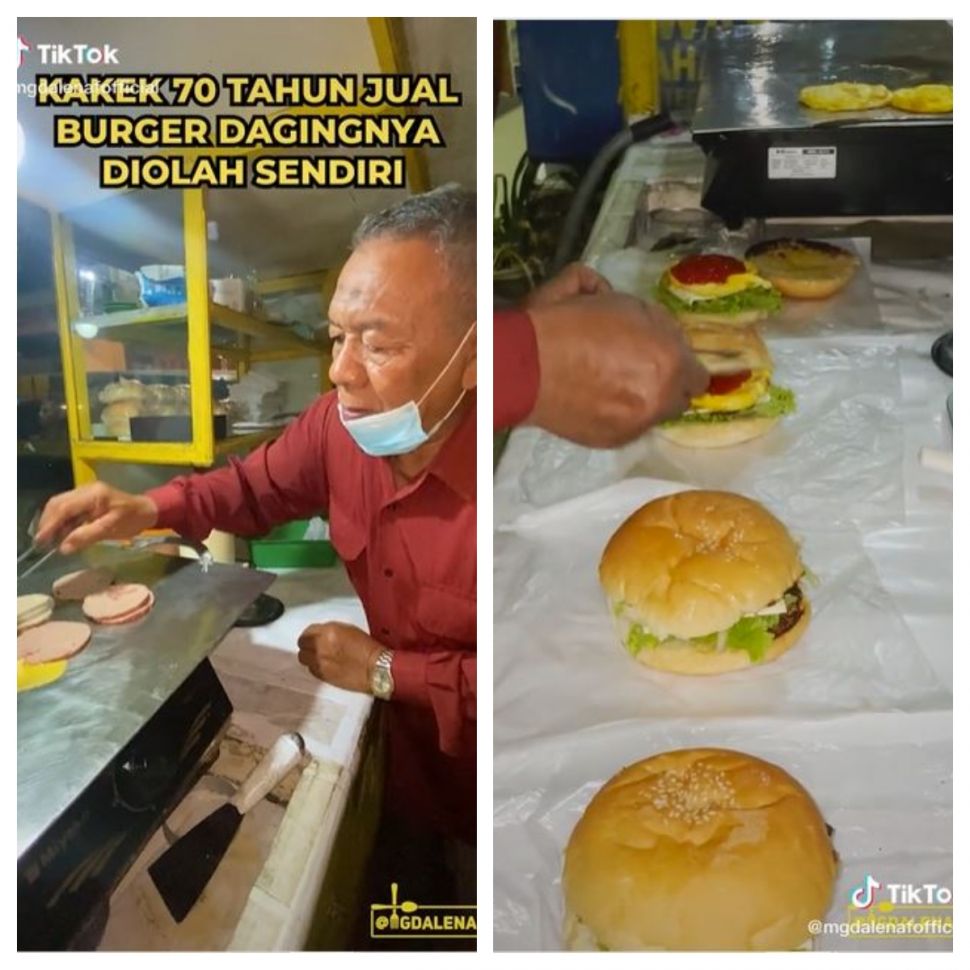 Kakek 70 tahun penjual burger (TikTok @mgdalenafofficial)