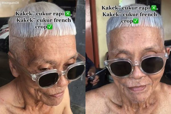 Viral Kakek Potong Rambut Model French Crop. (TikTok)