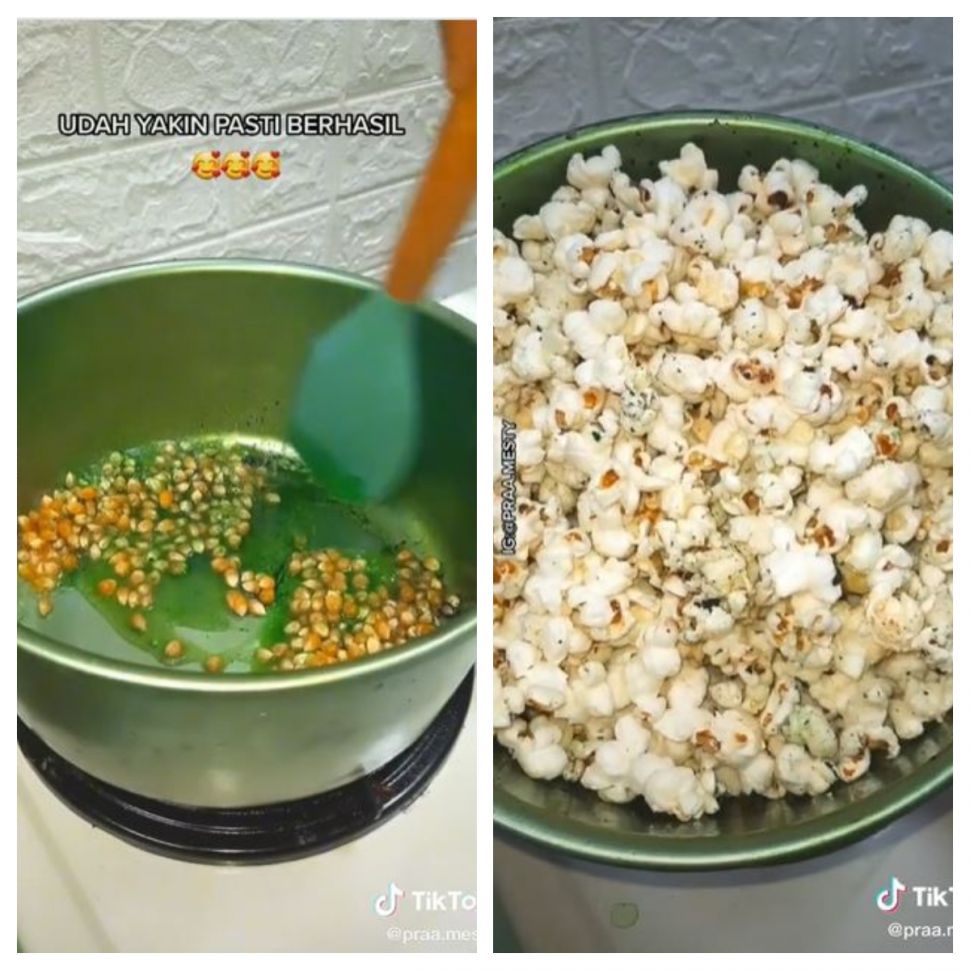 Popcorn gagal hijau (TikTok @praa.mesty)