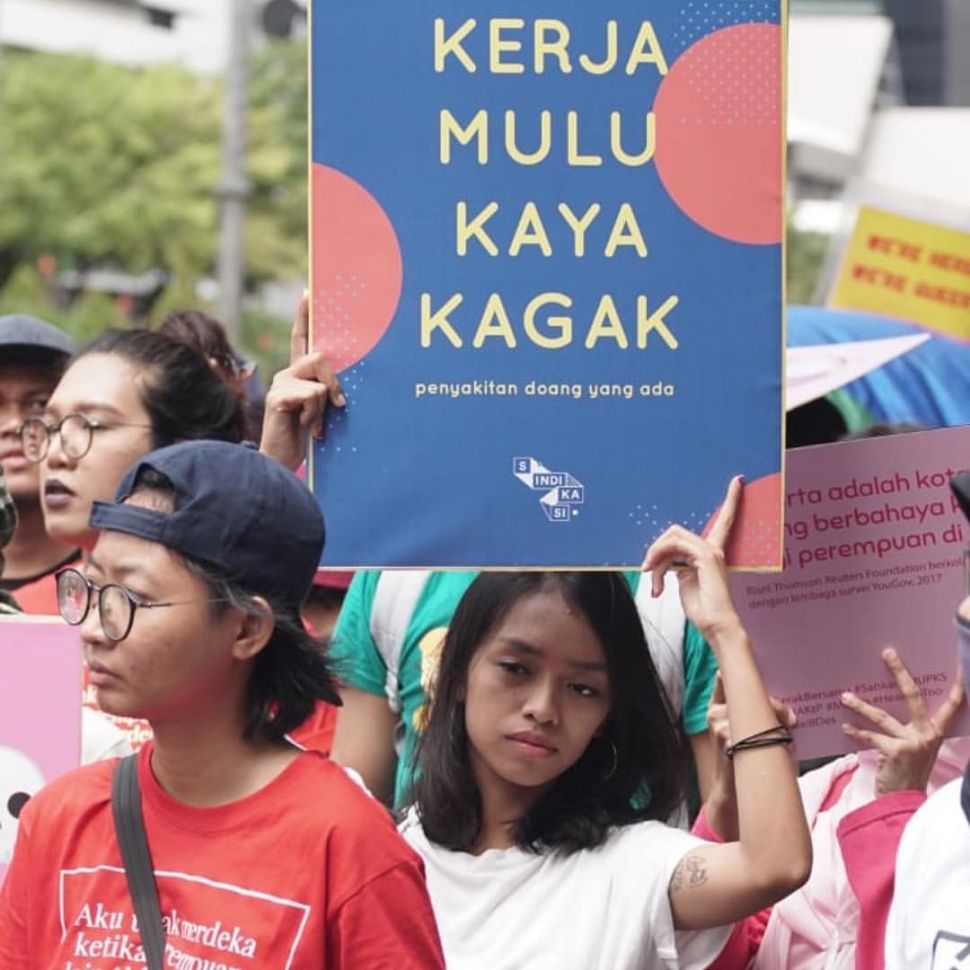 Aksi SINDIKASI pada May Day. (Dok: Instagram/serikatsindikasi)