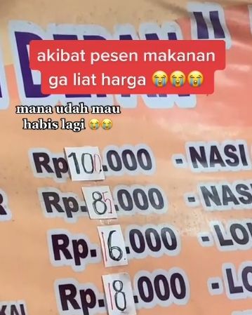 Harga asli bubur yang ternyata menyentuh angka ratusan ribu. (TikTok/bujangtiktokkk)