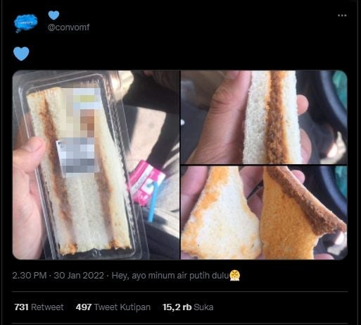 Warganet pamer sandwich tebal, isinya berujung bikin sedih. (Twitter/@convomf)