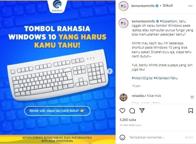 Rahasia tombol Windows dan fungsinya. [Instagram]