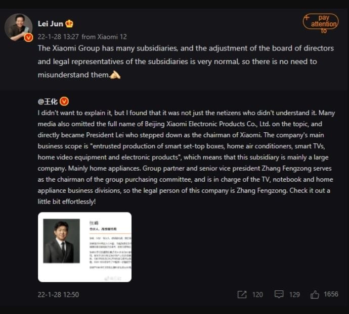 Postingan CEO Xiaomi, Lei Jun. [Gizmochina]