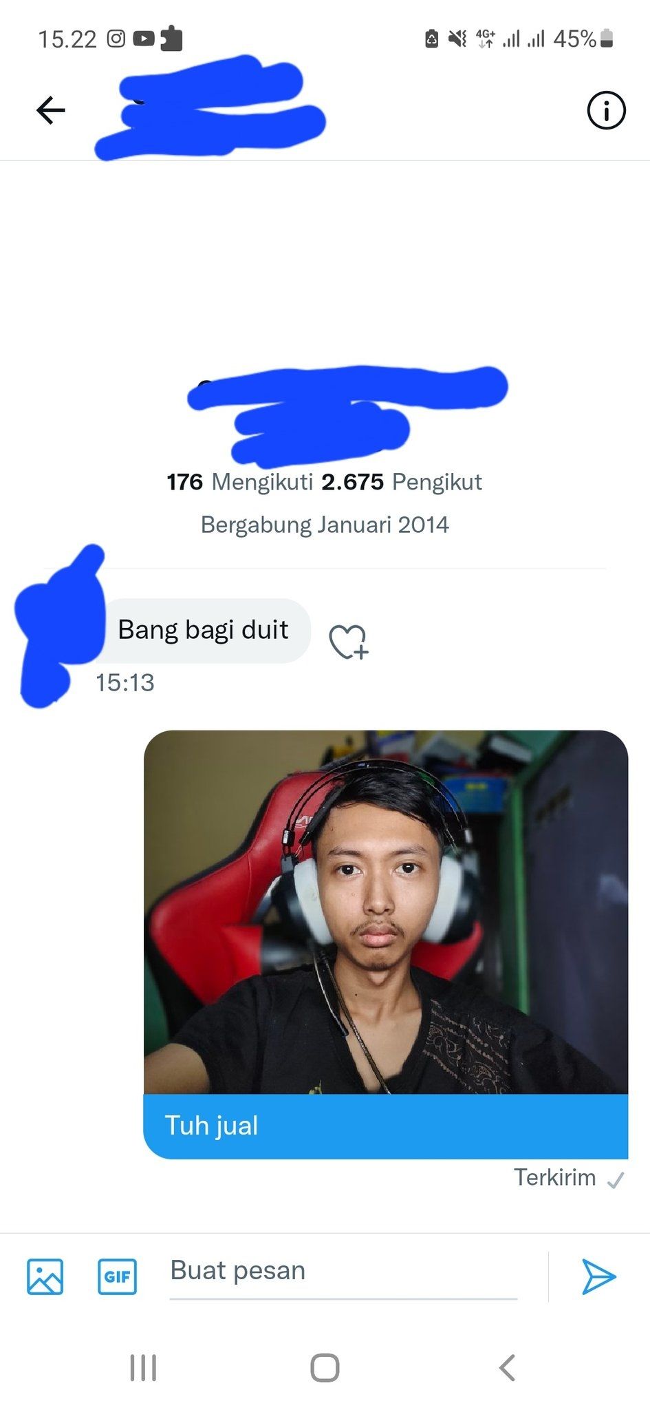 Ghozali Everyday Balasi Warganet yang Minta Uang. (Twitter/@Ghozali_Ghozalu)