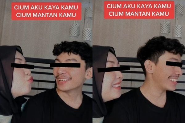 Viral Cewek Minta Pacar Cium Dia Seperti Cium Mantan. (TikTok)