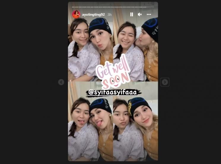 Ayu Ting Ting jenguk adiknya, Syifa yang dirawat di rumah sakit. (Instagram/ayutingting92)