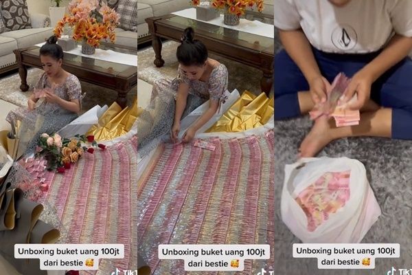 Wanita Unboxing Buket Uang 100 Juta Selama 6 Jam, Warganet: The Real Butuh Uang Tinggal Petik (TikTok)