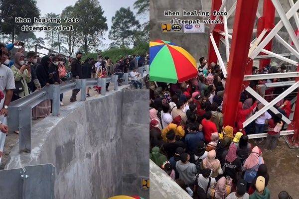 Niat Foto-foto di Jembatan Viral, Penampakan Antriannya Bikin Publik Geleng-geleng (TikTok)