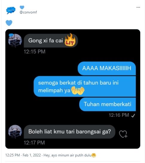 Cuitan seorang anonim unggah bukti percakapan dengan temannya di direct message. (Twitter/convomf)