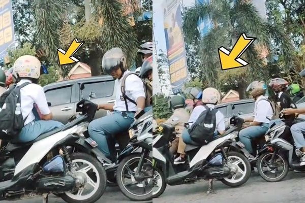 Berhenti di Lampu Merah, Posisi Duduk Santai Anak SMA di Atas Motor Ini Bikin Warganet Ngakak (TikTok)