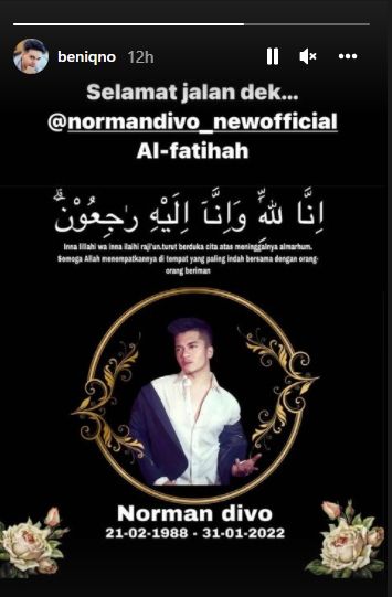 Beniqno umumkan Norman Divo meninggal [Instagram/@beniqno]