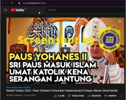 CEK FAKTA: Benarkah Paus masuk islam? (turnbackhoax.id)