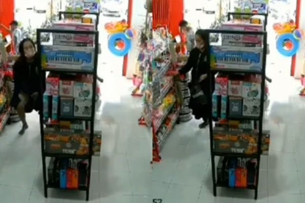 Emak-emak Terekam CCTV Curi Mainan di Toko, Barang Curian Disembunyikan di Dalam Daster (Instagram/@kabarnegri)