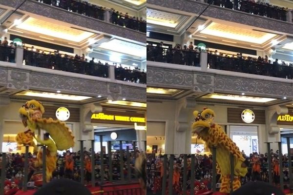 Lagi Atraksi Barongsai di Atas Tiang, Pria di Ekor Tiba-tiba Jatuh Kepleset sampai Penonton Menjerit (TikTok)