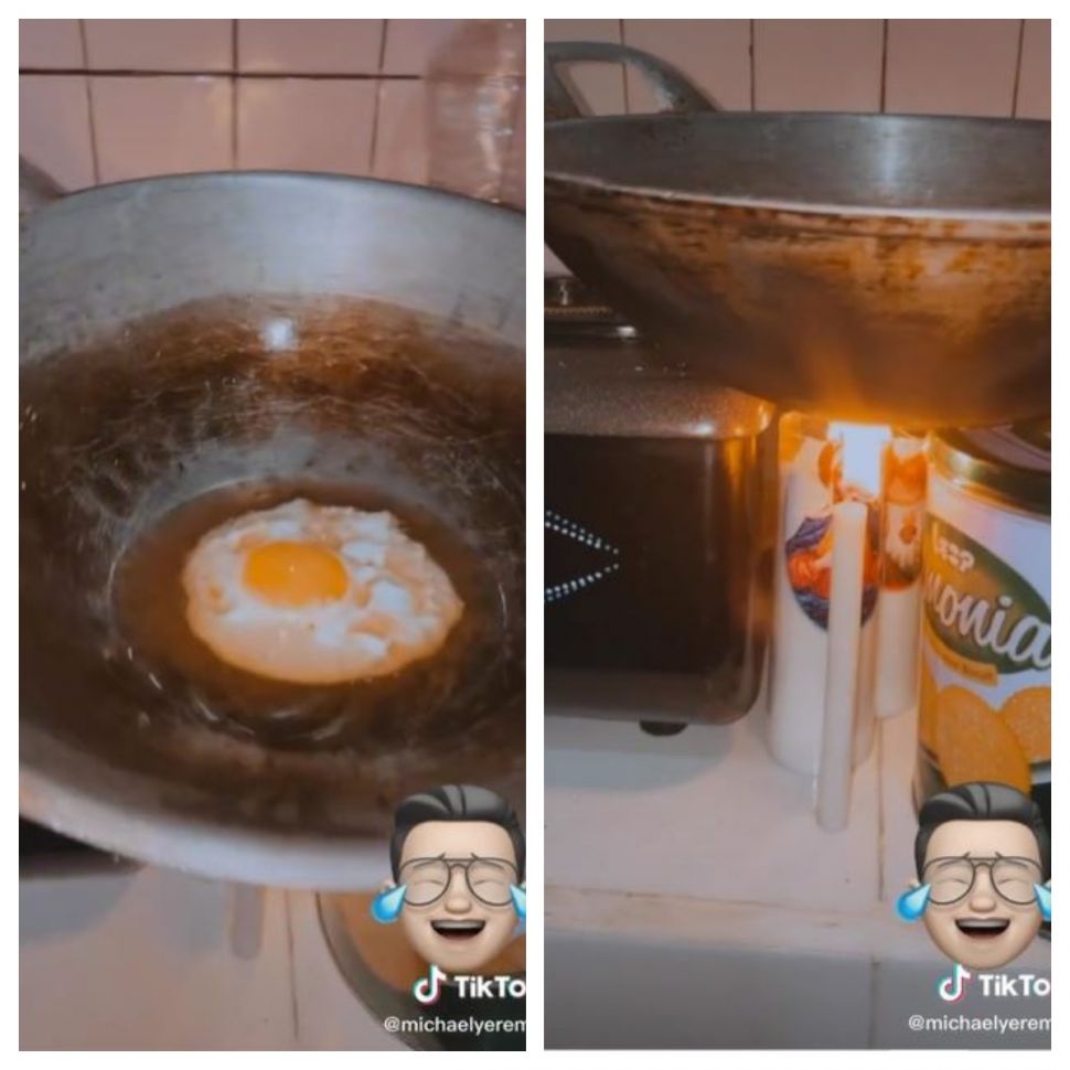 Telur dimasak lilin (TikTok @michaelyeremia)