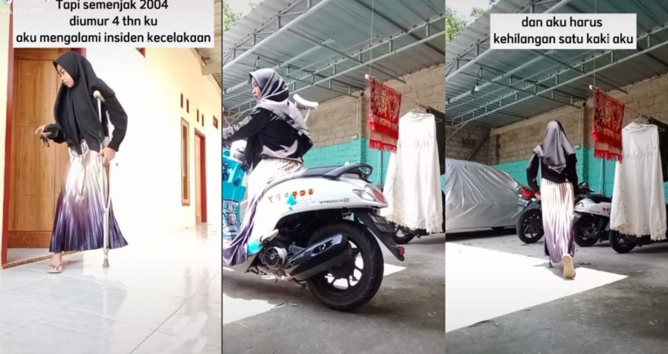 Bisa bawa motor sendiri meski memiliki kekurangan (tiktok.com/@lutfia_d08)