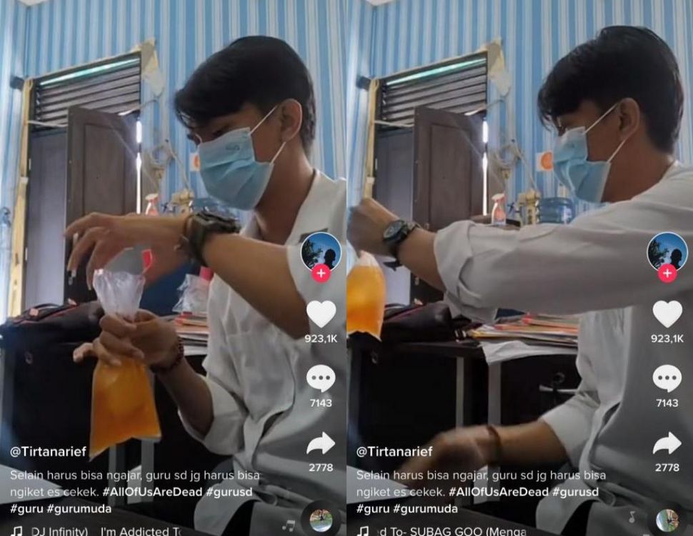 Viral video guru ikat es untuk muridnya (TikTok)