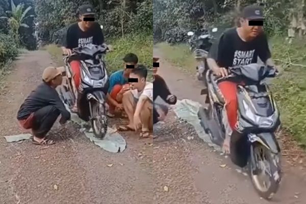 Demi Konten, Pemuda Ini Tega Lindas Nasi Pakai Motor (Instagram/@jurnalisjunior)