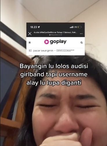 Momen malu seorang wanita lupa ganti username padahal lolos audisi. (TikTok/ducatijeno)