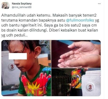 Anak hilang ketemu basah kuyup (twitter.com/mrs_rahman89)